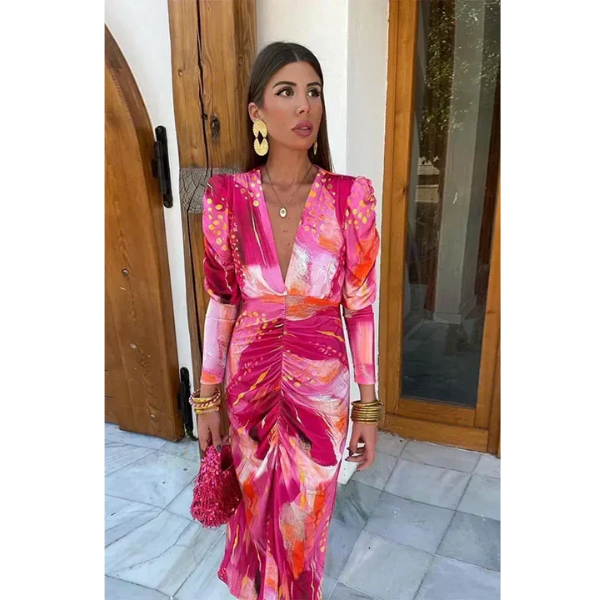 Nancy - Silky Gathered Dress