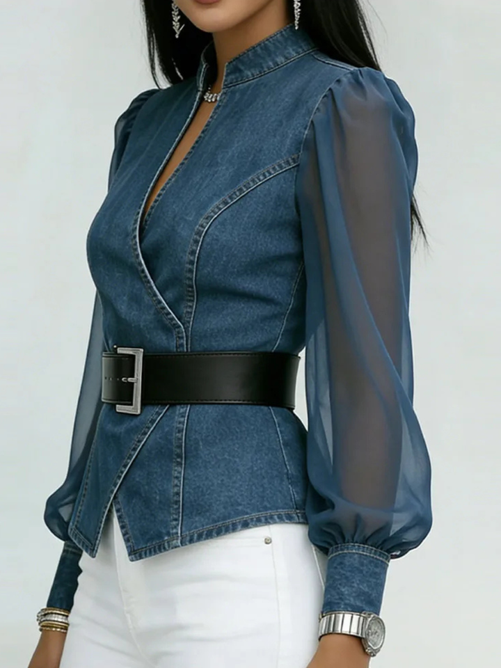 Heather - Tailored Denim Blouse