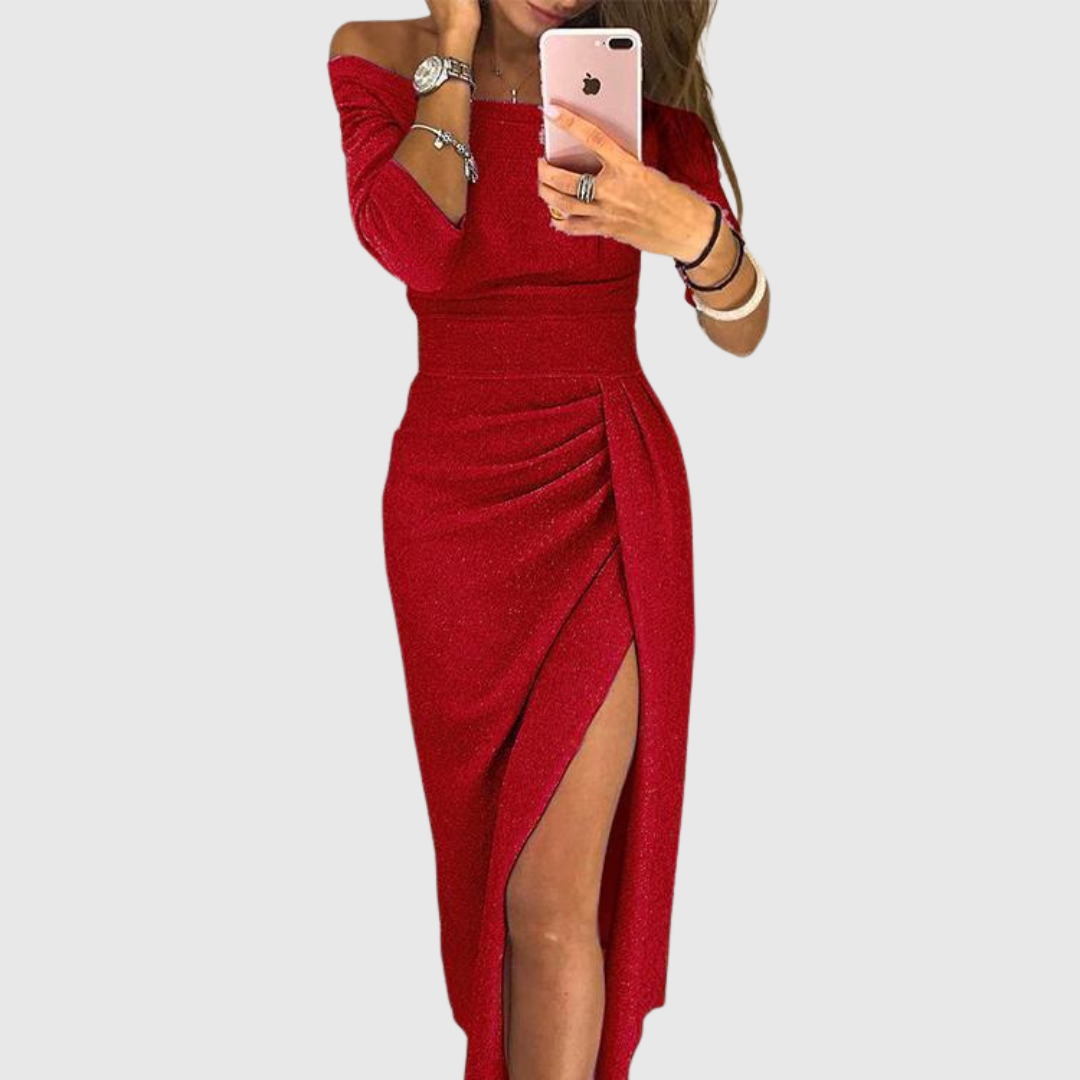 Amelia - Elegant Shimmer Midi Dress
