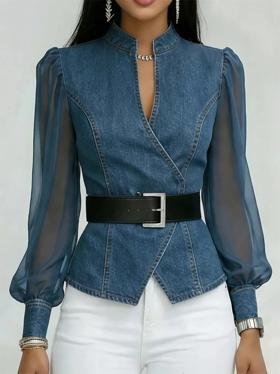 Heather - Tailored Denim Blouse