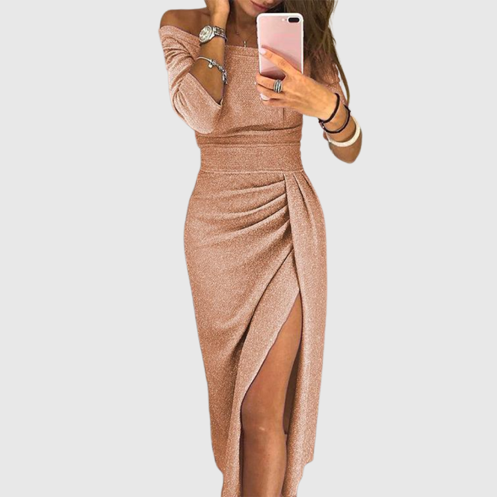 Amelia - Elegant Shimmer Midi Dress