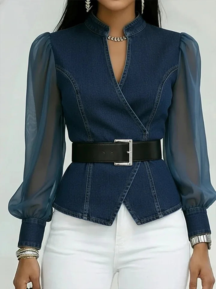 Heather - Tailored Denim Blouse