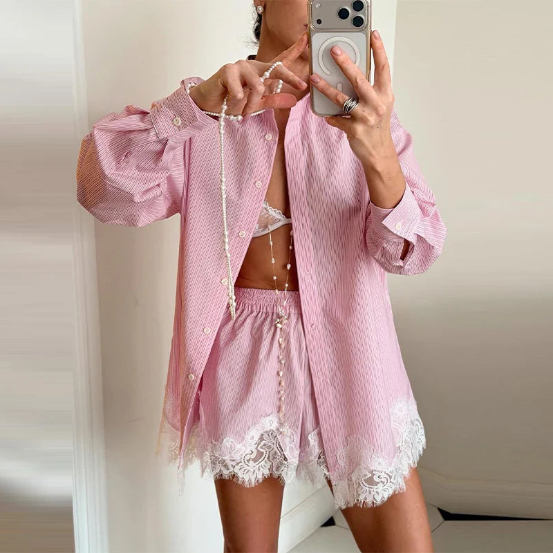 Kendra - Breezy Lace Shorts Set