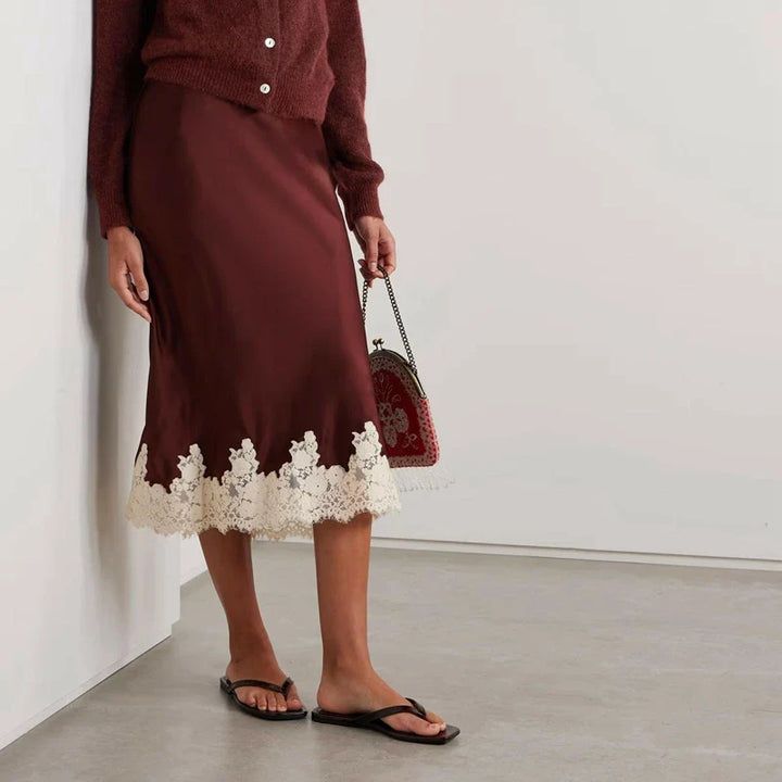 Claire - Elegant Silky Midi Skirt