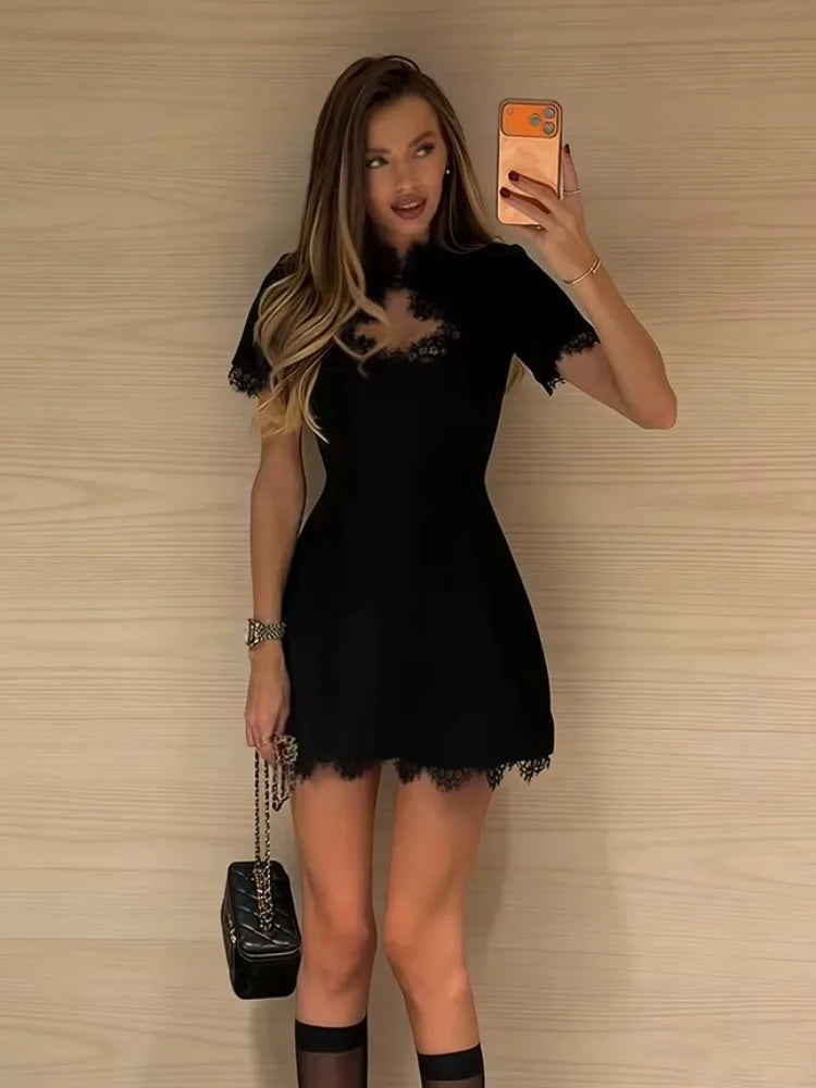 Veda - Sleek Lace Mini Dress