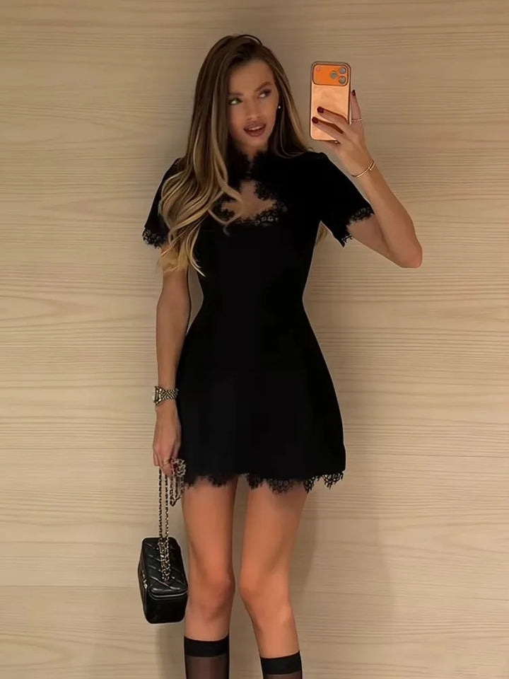 Veda - Sleek Lace Mini Dress