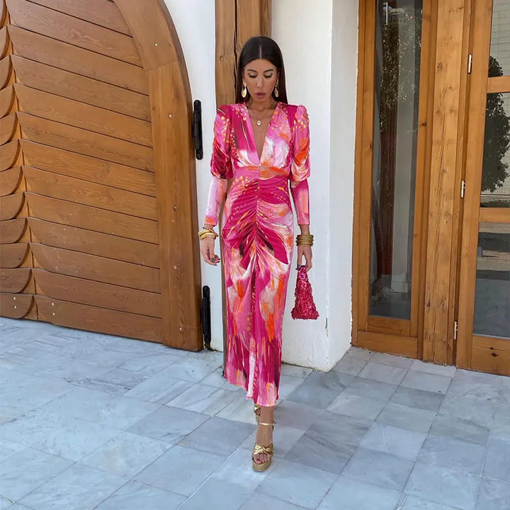 Nancy - Silky Gathered Dress