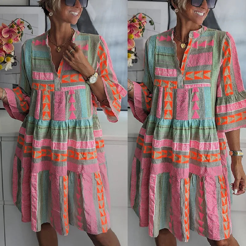 Eliza - Flowing Geometric Dress