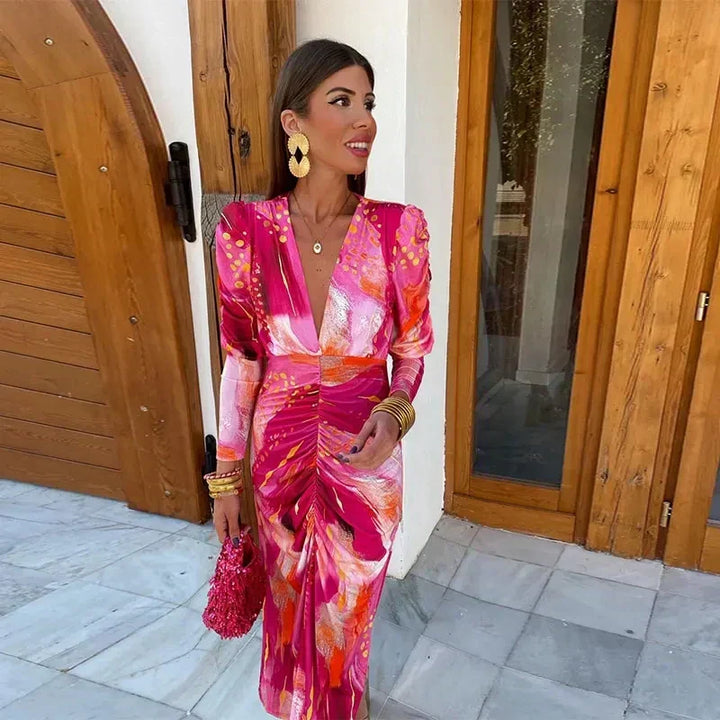 Nancy - Silky Gathered Dress