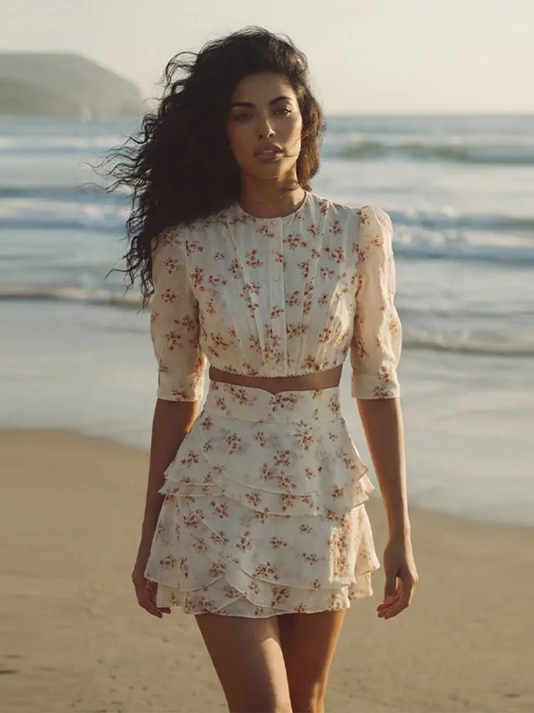 Emma - Flowy Ruffle Mini Skirt Set