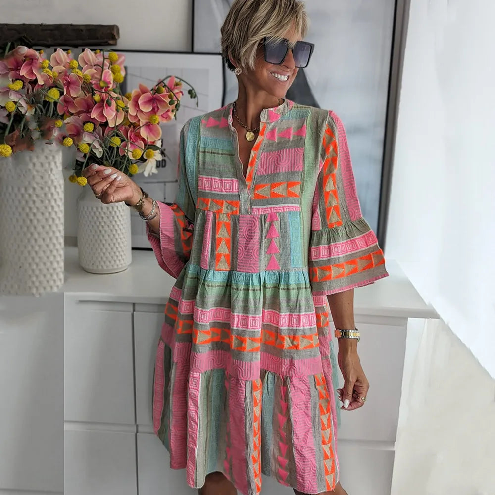 Eliza - Flowing Geometric Dress