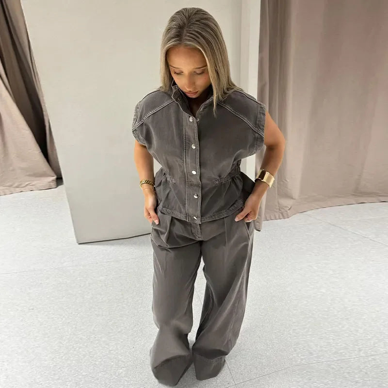 Dorothy - Elegant Denim Vest Set