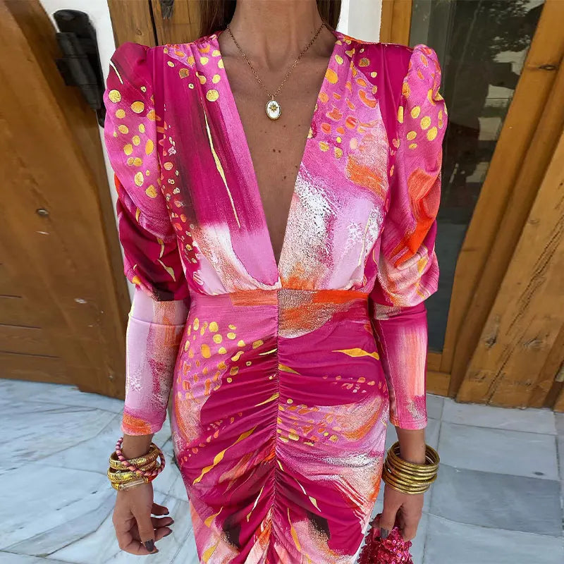 Nancy - Silky Gathered Dress